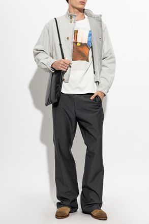 Jil Sander Insulated Denim Jacket With Stand Collar, Mens, Grey