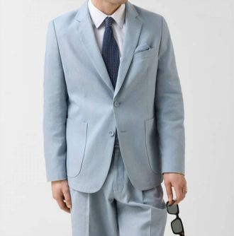 Percival Tailored Linen Blazer In Light Blue