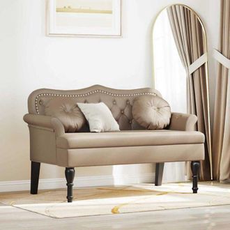 vidaXL vidaXL Panca Chesterfield con cuscino Cappuccino 120,5 x 65 x 75 cm
