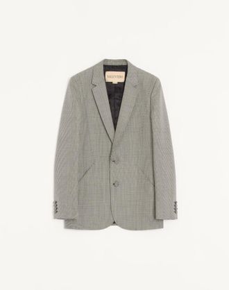 Valentino Giacca monopetto Valentino in lana con motivo pied de poule Uomo AVORIO/NERO 46
