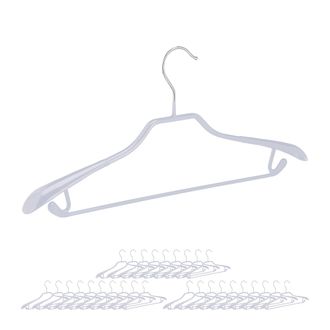 Relaxdays 30 Perchas Para Trajes, Varilla Pantalones, Gancho Colgar Falda, Colgador Metal Y Pvc, 19x45x3,5cm, Gris Claro
