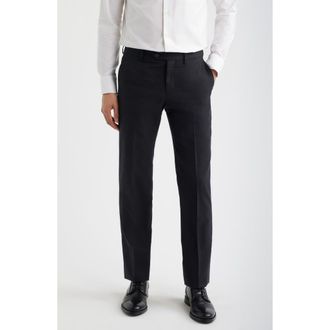 Berle Flat Front Tropical Weight Wool Dress Pants in Charcoal Gray at Nordstrom, Size 38