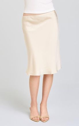 Wayf Felicity Satin Slip Skirt in Cream at Nordstrom, Size X-Small