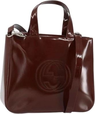 Gucci Pre-owned Handbags, female, Brown, Size: ONE SIZE Pre-owned Vintage Leather Handbag