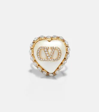 Valentino VLogo faux pearl-embellished ring