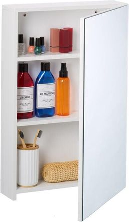 Relaxdays Relaxdays Mirror Cabinet, 3 Shelves, Bathroom Storage, 60.5x40x12 cm, Wall-Mounted, Toiletries & Cosmetics, MDF, White