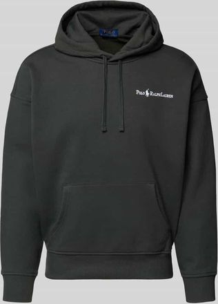 Polo Ralph Lauren Relaxed Fit Hoodie mit Label-Stitching und K&auml;nguru-Tasche in Mittelgrau, Gr&ouml;&szlig;e XXL