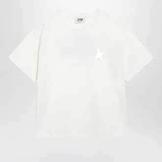 Golden Goose T-shirt bianca in cotone con stampa logo