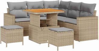 vidaXL Conjunto De Sof&aacute;s De Jard&iacute;n Con Coj&iacute;n 9 Pcs Beige Y Gris Claro Vidaxl