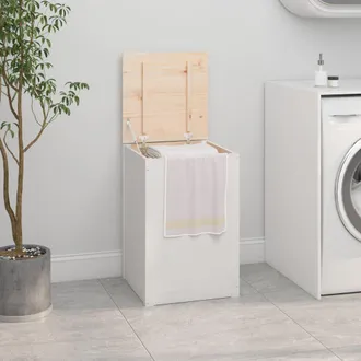vidaXL Vidaxl - Ba&uacute;l Para La Colada Madera Maciza De Pino Blanco 44x44x66 Cm