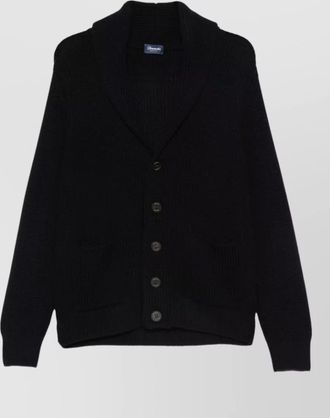 Drumohr jacket shawl collar front pockets ribbed cuffs