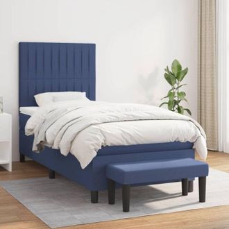 vidaXL Vidaxl - Cama Box Spring Con Colch&oacute;n Tela Azul 90x190 Cm