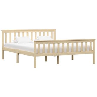 Berkfield Home Bed Frame Light Wood Solid Pinewood 160x200 cm in Brown
