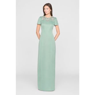 Theia Sorelia Floral Beaded Gown in Whispering Sage at Nordstrom, Size 16