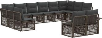 vidaXL Conjunto De Sof&aacute;s De Jard&iacute;n 12 Uds. Gris Rat&aacute;n Sint&eacute;tico Vidaxl
