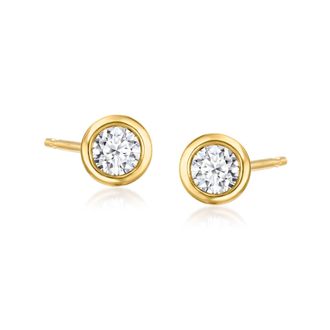 Ross-Simons Bezel-Set Lab-Grown Diamond Stud Earrings in 18kt Gold Over Sterling