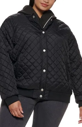 Levi's Quilted Water Resistant Bomber Jacket with Faux Shearling Lining in Black at Nordstrom, Size 4X