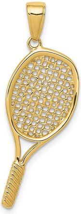 Diamond2Deal 14k Yellow Gold Solid Polished 3-D Tennis Racquet Pendant