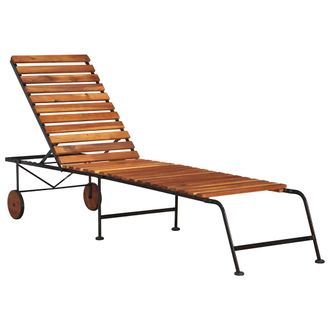 vidaXL Tumbona Ajustable De Madera Maciza De Acacia Y Patas De Acero Vidaxl