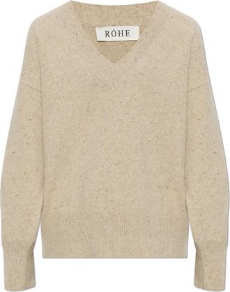 R&oacute;he V-neck Truien - Dames - V-hals truien - Beige - XS - Truien & Vesten