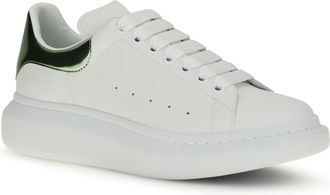 Alexander McQueen Mens Leather Sneakers White-Green White/green
