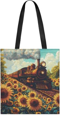 Generic Train Sunflower Tote Bag for Women Men Shoulder Bags Purses Pouch Handbags