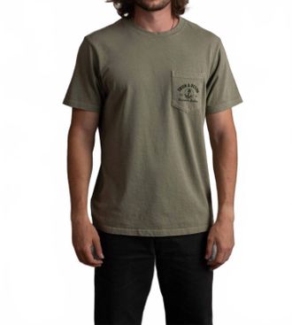 Iron And Resin Fortune Favors The Brave Pocket Tee In Green