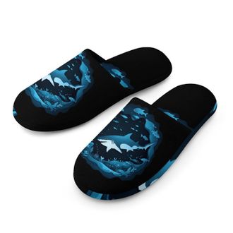 Generic Shark Fish Undersea Cave Mens House Slippers Slip Indoor Slipper On Shoes Warm Outdoor