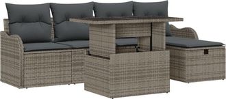vidaXL Vidaxl - Garden Sofa Set with Cushion 6 pcs Grey Poly rattan
