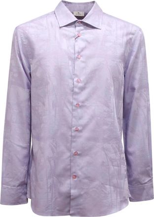 Etro Katoenen Overhemd Made in Italy - Heren - Casual Overhemden - Paars - L - Katoen - Overhemden
