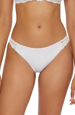 BECCA by Rebecca Virtue Colette American Crochet Trim Bikini Bottoms in White at Nordstrom Rack, Size X-Large