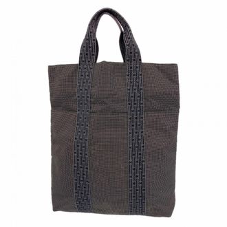 Herm&egrave;s Gray Canvas Tote Bag (Pre-Owned)