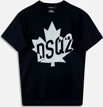 Dsquared2 Mens Mens Black Dsquared2 Maple Leaf T-Shirt - Size: 40