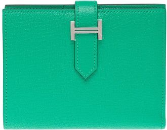 Herm&egrave;s Green Leather Bearn Wallet (Authentic Pre-Loved)