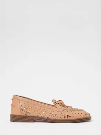 Twinset Mocassino in pelle traforata con strass