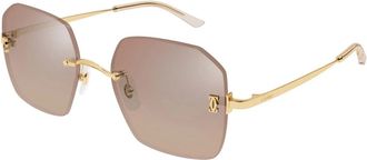 Cartier Sunglasses, female, Yellow, 55 MM, Geometric Sunglasses