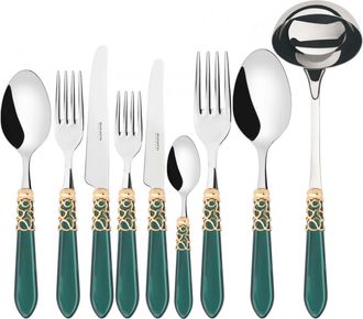 Bugatti Melodia Ghiera Dorata, Posate Set 75 Pz, Scatola Wenge, Casa Bugatti - Colore: Verde