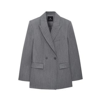 Anine Bing Blazers, female, Gray, Size: XS Pinstripe Double-Breasted Blazer