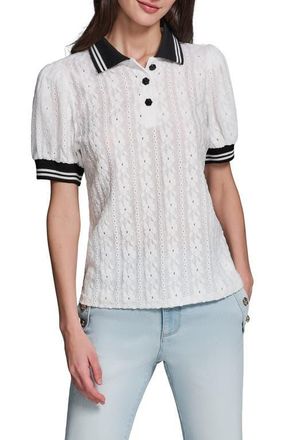 Karl Lagerfeld Contrast Collar Sweater in Soft White at Nordstrom, Size X-Small