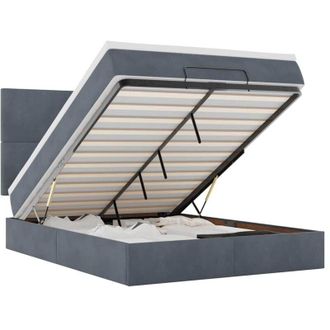 vidaXL Vidaxl - Estructura Cama Otomana Con Colchones Gris Oscuro 140x200cm