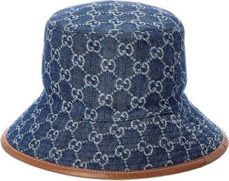 Gucci Gg Denim & Leather Bucket Hat