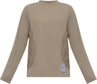 SATISFY T-shirt Fuzz Fleece Octa - Heren - Sportshirts - Beige - XL - Leer - Fitness
