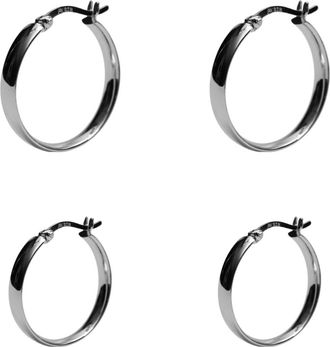 Argento Vivo 2 Pairs of Sterling Silver Flat Edge Hoop Earrings at Nordstrom