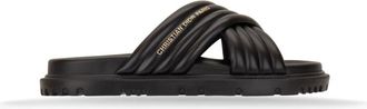 Dior Schoenen, Dames, Zwart, 39 1/2 EU, Leer, Slippers