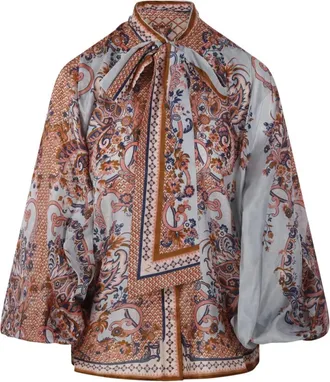 Zimmermann Overhemden, Dames, Veelkleurig, S, Aster Strikdas Blouse