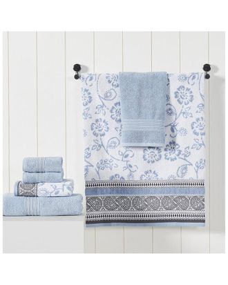 Modern Threads Blue 6Pc Ophelia Jacquard/Solid Towel Set