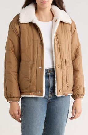 Levi's Quilted High Pile Fleece Reversible Jacket in Khaki/Cream at Nordstrom Rack, Size Xx-Large
