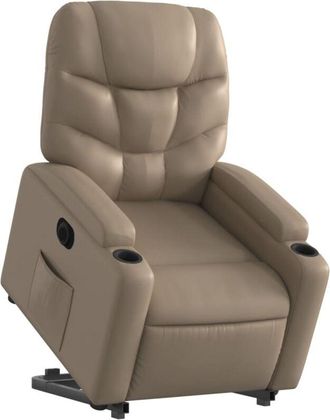 vidaXL Vidaxl - Sill&oacute;n Elevable El&eacute;ctrico Cuero Artificial Capuchino