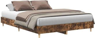 vidaXL Vidaxl - Bed Frame No Mattress Smoked Oak 150x200 cm King Size Engineered Wood