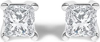 House of Brilliance 925 Sterling Silver 1/4 Cttw Princess-Cut Diamond Solitaire Stud Earrings at Nordstrom
